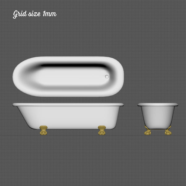 Claw foot bath tub, 1/24th scale