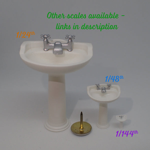 Traditional bathroom sink, 1/48th scale