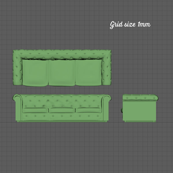 3 seat Chesterfield sofa, 1/144th scale