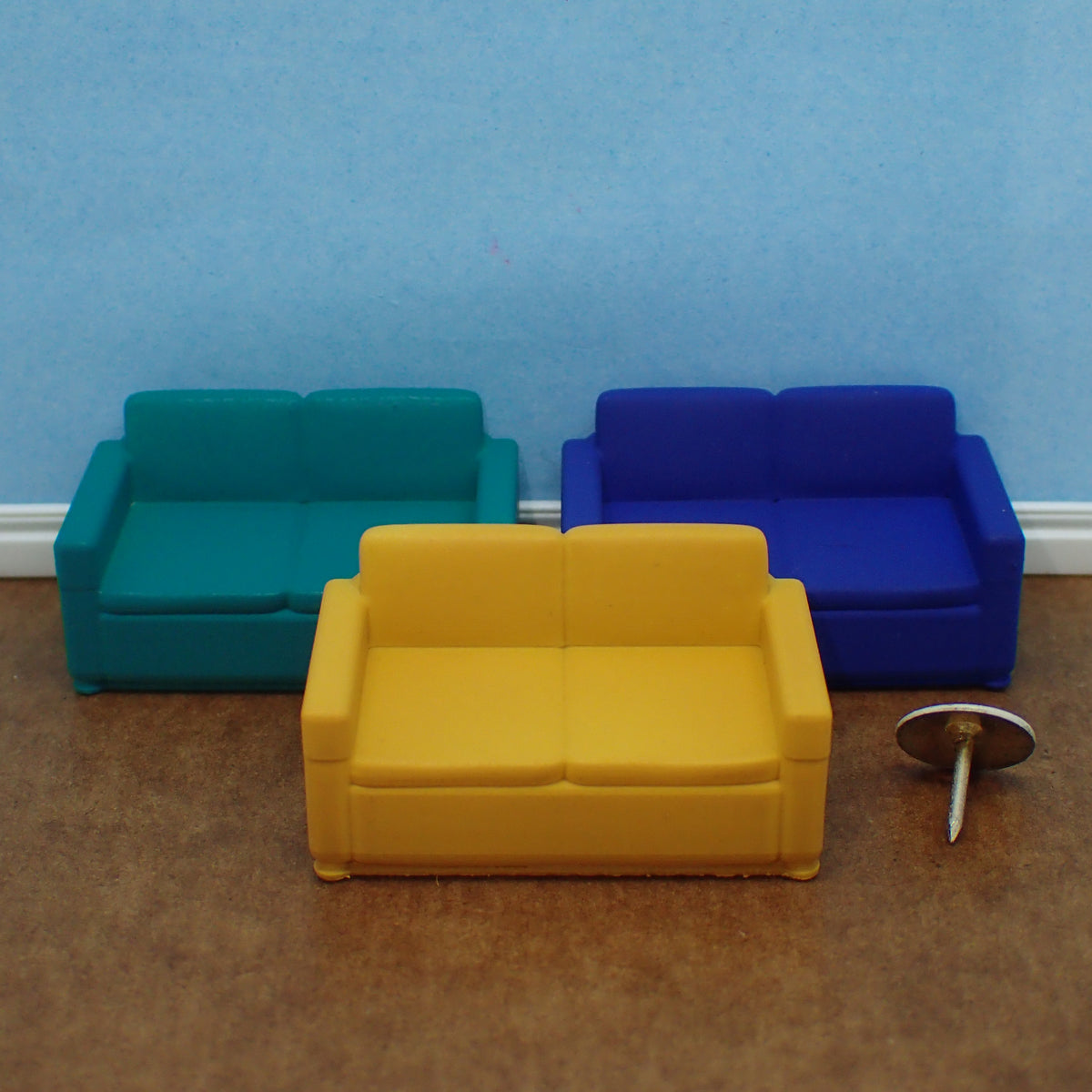 Blue and deals yellow sofa set