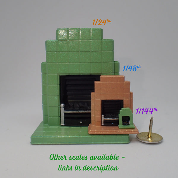 1930s style tiled fireplace, 1/24th scale