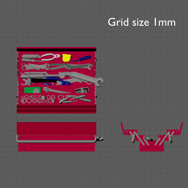 Toolbox and tools, 1/48 scale