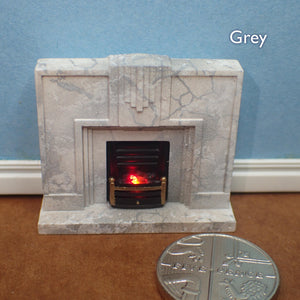 Art Deco LED 'marble' fireplace, 1/48th scale