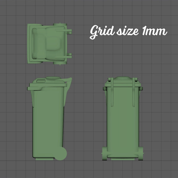 Wheelie bin/trash can, 1/144th micro scale