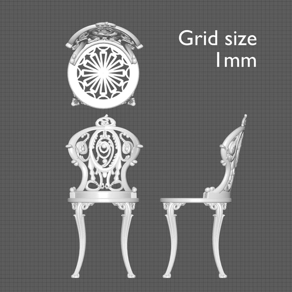 Ornate garden chairs, 1/24 scale