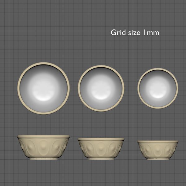 Kitchen mixing bowls set, 1/24th scale