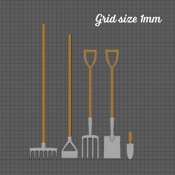 Set of garden tools, 1/48th scale