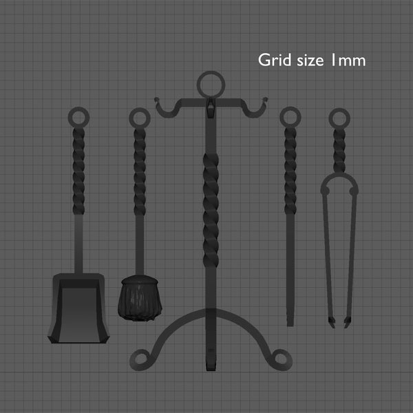 Fire irons set, 1/24th scale
