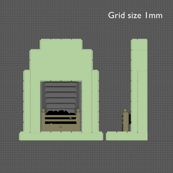 1930s style tiled fireplace, 1/24th scale