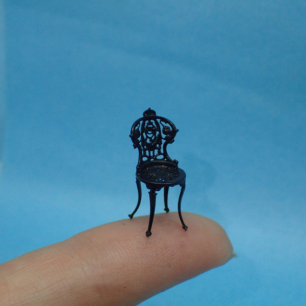 Pair of ornate garden chairs, 1/48th scale