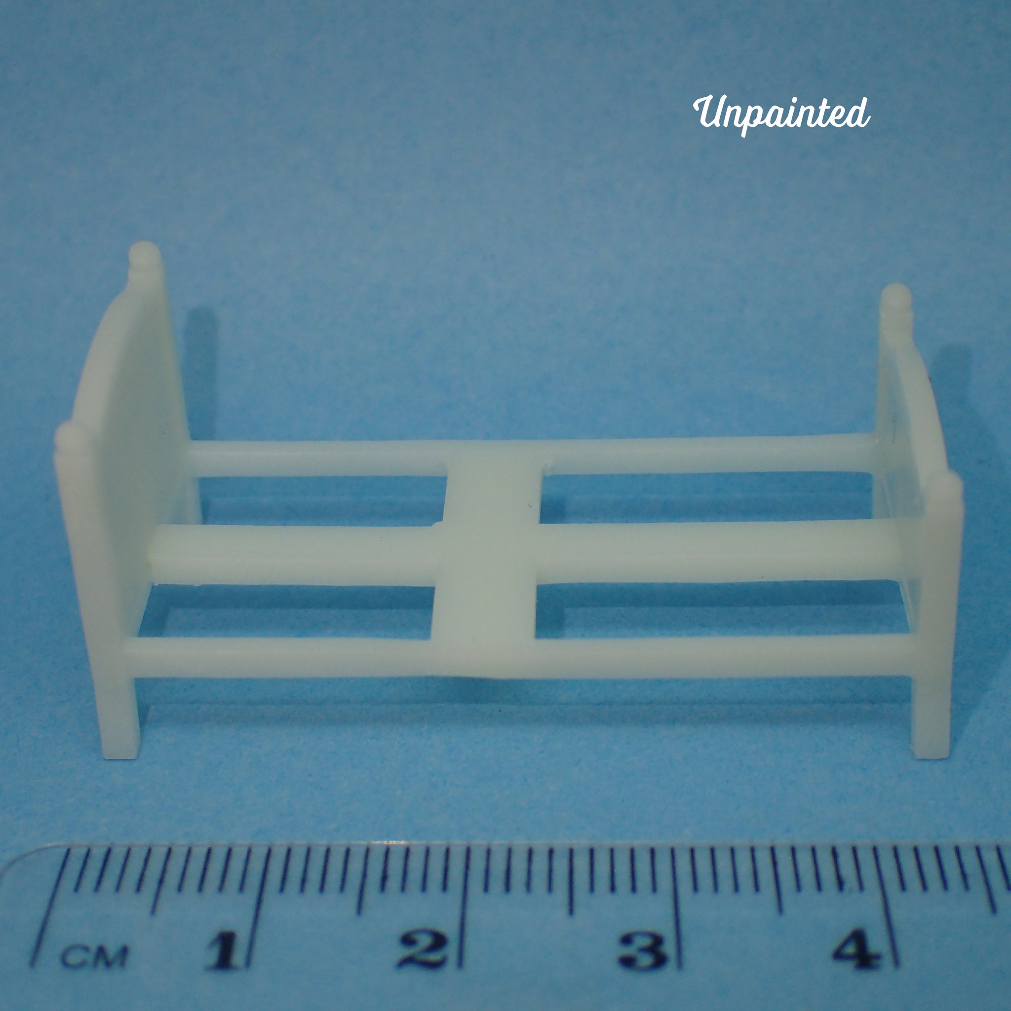 Mini 'wooden' single bed frame, 1/48th scale