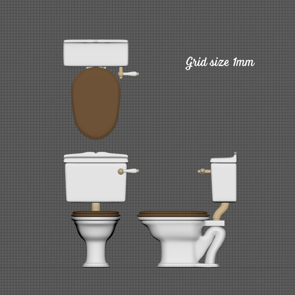 Traditional low cistern toilet, 1/24th scale