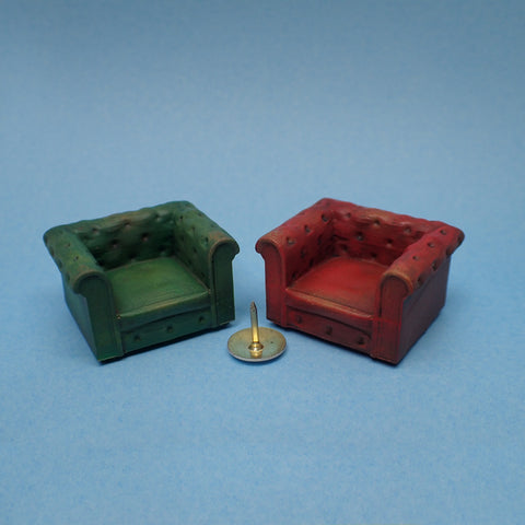 Leather' Chesterfield armchair, 1/48th scale