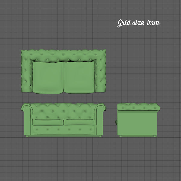 2 seat Chesterfield sofa, 1/144th scale