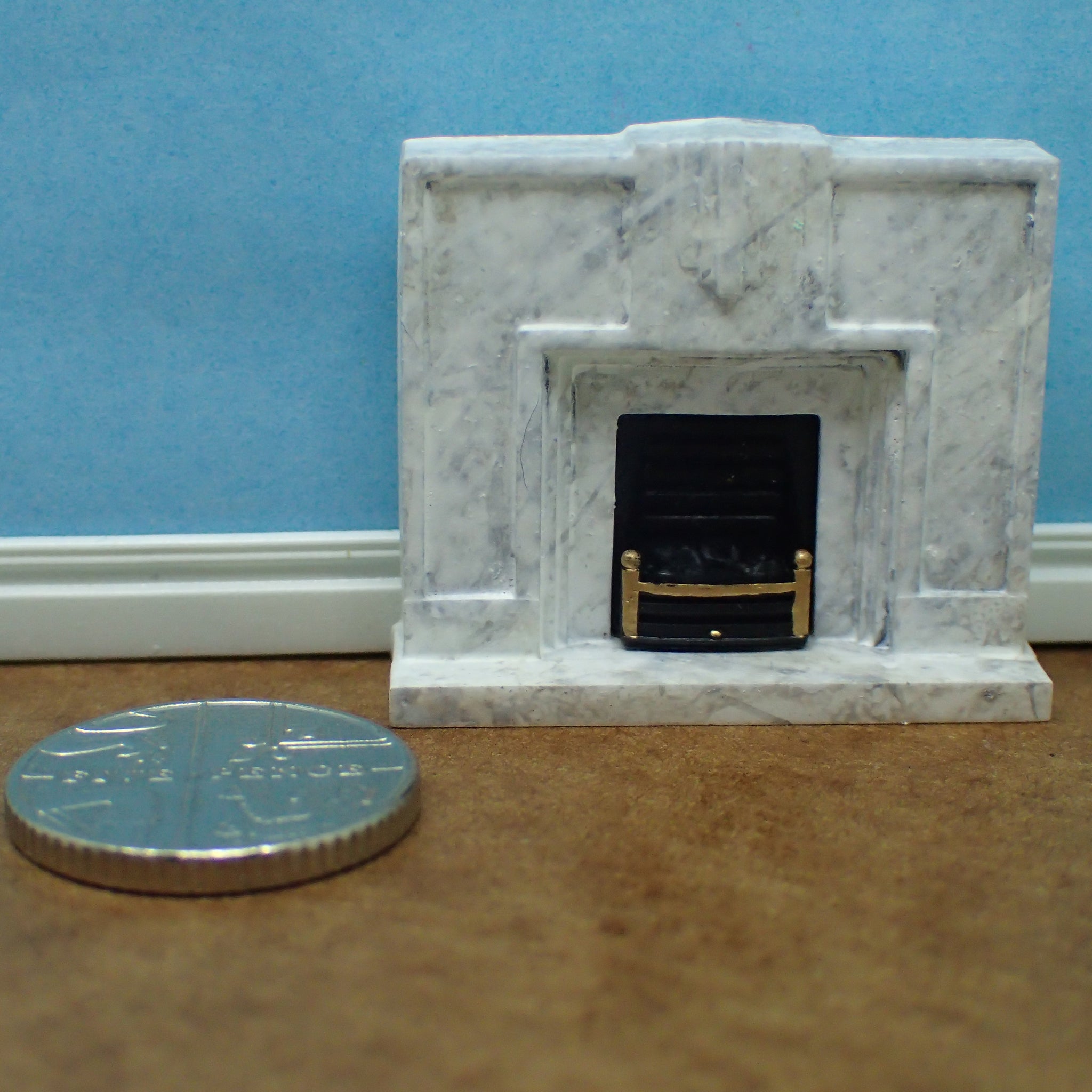 Art Deco style 'marble' fireplace, 1/48th scale