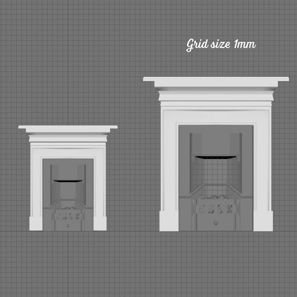 Fireplace with mantelpiece, 1/48th scale