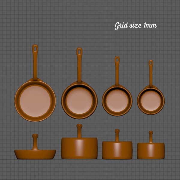 Traditional pans set, 1/24th scale