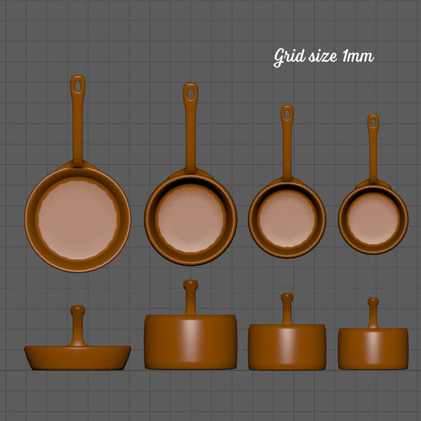 Traditional pans set, 1/48th scale