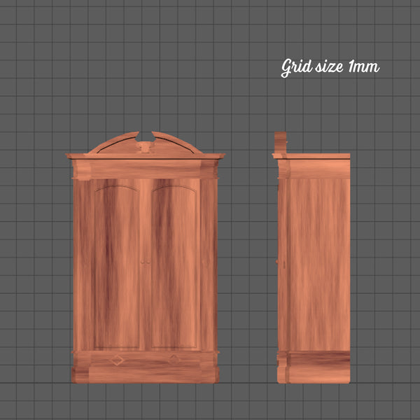 Ornate 'wooden' wardrobe, 1/144th micro scale