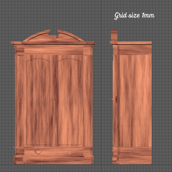 Ornate 'wooden' wardrobe, 1/48th scale