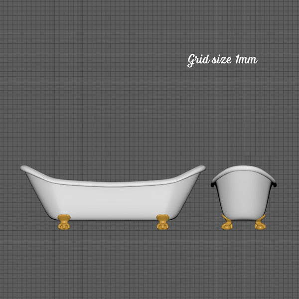Double ended 'slipper' bath, 1/48th scale