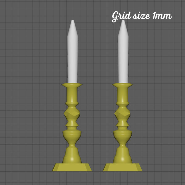 Victorian 'brass' candlesticks, 1/24th scale