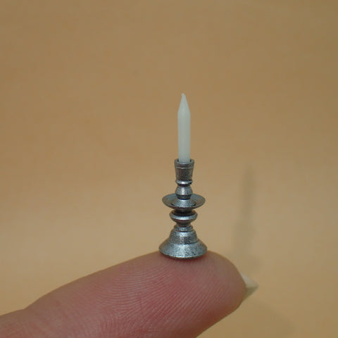 18th century 'pewter' candlesticks, 1/24th scale
