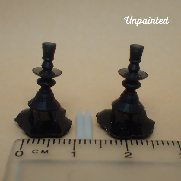 18th century 'pewter' candlesticks, 1/24th scale